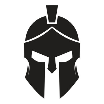 Spartan warrior helmet icon silhouette ancient Greek symbol  isolated on white background icon