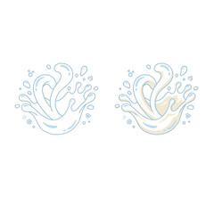 Fototapeta premium Minimalist milk splash wave line art set, liquid drop vector illustration