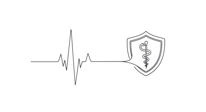 Black heartbeat pulse line isolated on a white background