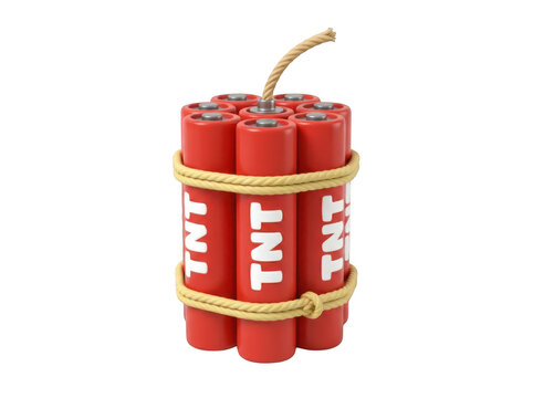 Bundle of red tnt dynamite sticks with rope and fuse