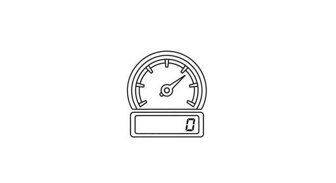Speedometer Icon, Gauge, Dial, Zero Reading, Vector Illustration