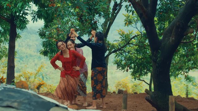 Village Women Playing Traditional Game Wide