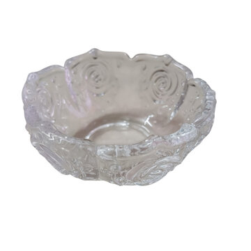 Clear glass bowl with decorative edges