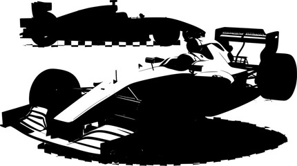 Obraz premium silhouette image of a formula 1 car with a transparent background 
