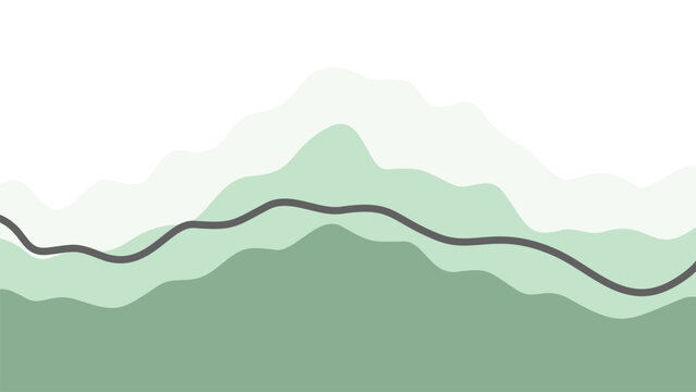 Minimalist abstract waves with clean sage gradients. Aesthetic nature inspired template featuring a thin pebble grey wave for professional business identity and graphic projects.
