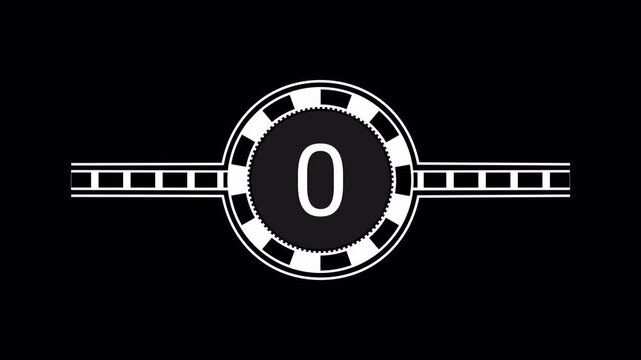 Modern Digital Filmstrip Leader with Circular Countdown Timer Animation