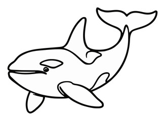 Naklejka premium Orca whale front view line art icon. Generative AI
