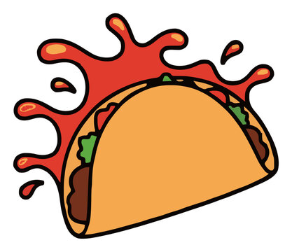 Mexican beef taco splashing liquid isometric vector .... Generative AI