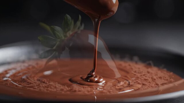 Strawberry dipped in chocolate highlighting geometric patterns and contemporary art