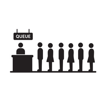 Queue and Waiting Line Silhouette Icon Set Collection