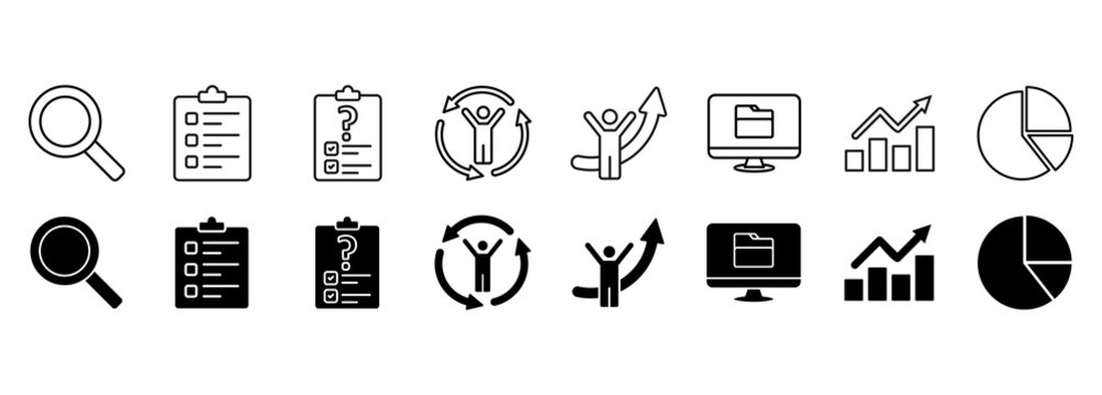 Case study icon set. Vector Illustration Concept