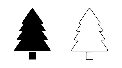 Obraz premium Black and White Christmas Tree Icon Set