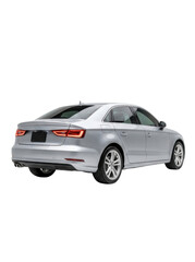 Obraz premium Rear view of a silver audi a4 car on a white background