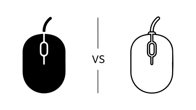 Computer Mouse Icon Comparison Black and Outline Style