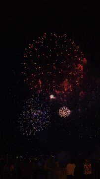 Cinematic 4K Slow Motion Colorful Fireworks Bursting with Glowing Sparks &mdash; Holiday Celebration