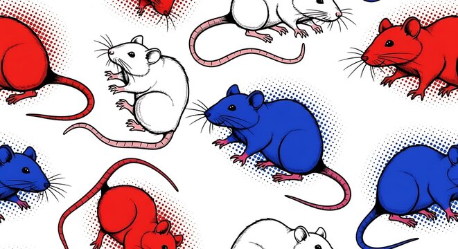 Rat pattern with chinese zodiac colors