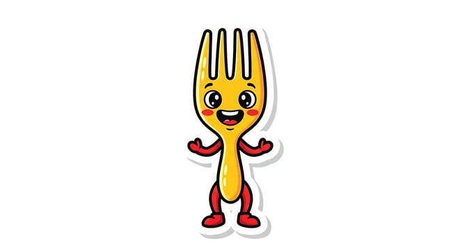 Cartoon fork character