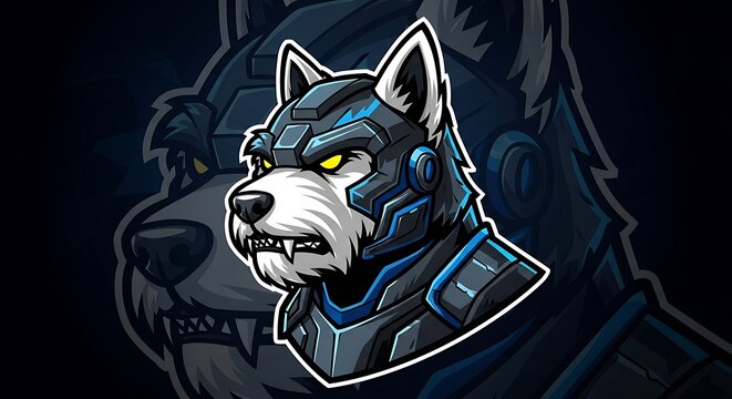 Robotic wolf mascot illustration