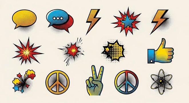 Comic book style graphic elements