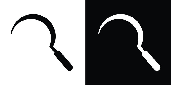 Grass sickle silhouette vector, sickle tool icon