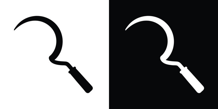 Grass sickle silhouette vector, sickle tool icon