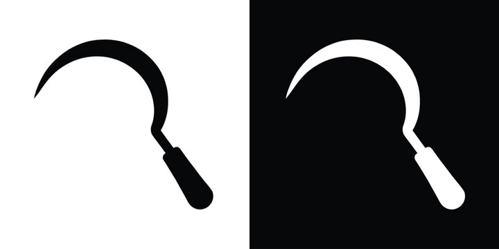Grass sickle silhouette vector, sickle tool icon