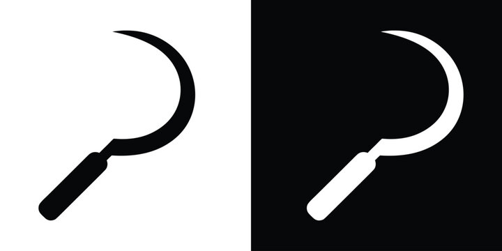 Grass sickle silhouette vector, sickle tool icon