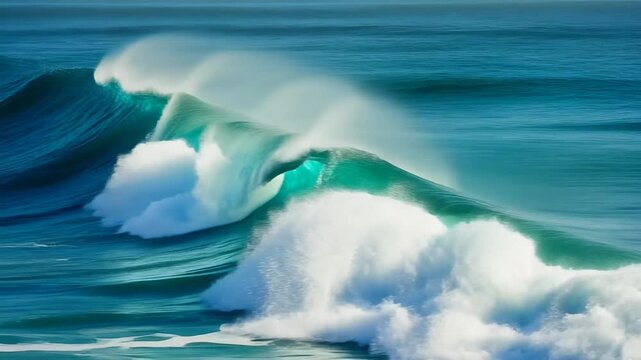 Majestic Turquoise Ocean Wave Motion 4K Generative AI