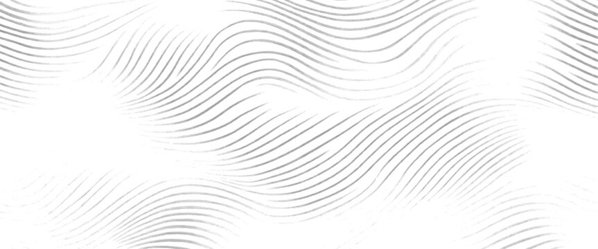 Abstract wavy grey lines on white background seamless pattern texture