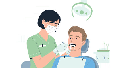 Fototapeta premium Dentist examining patient's teeth in modern dental office
