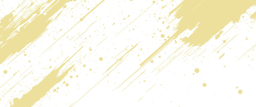 Yellow paint splatters and brush strokes on white background abstract texture 18864