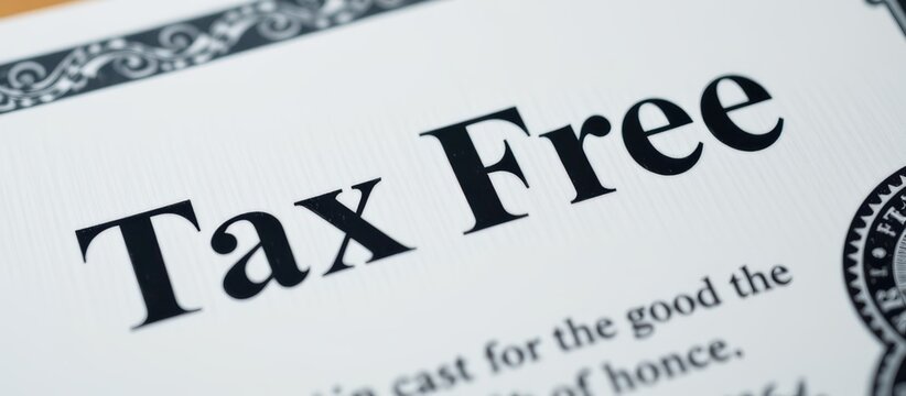 Close-up of a Tax Free document emphasizing tax exemption benefits.