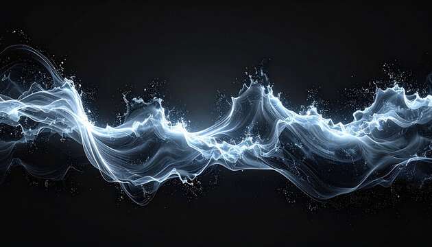 Glowing blue wave abstract light effect on dark