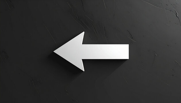 White arrow pointing left on dark background