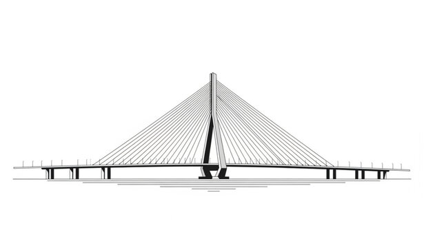 Cable stayed bridge design with central pylon
