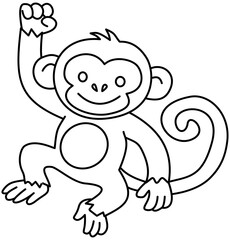Obraz premium Cute Monkey Cartoon Character Coloring Page