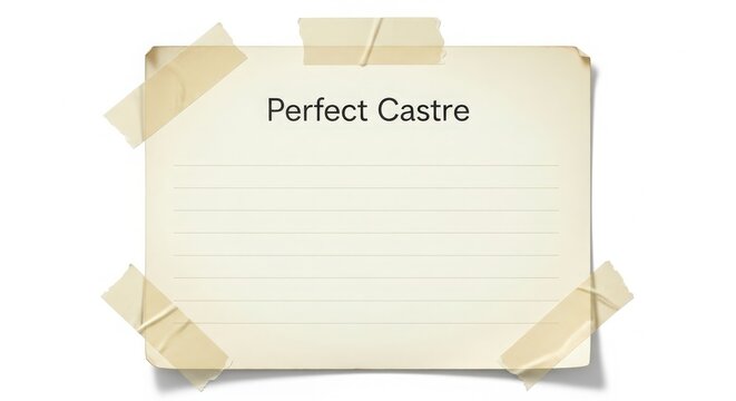 Taped paper note with Perfect Castre text