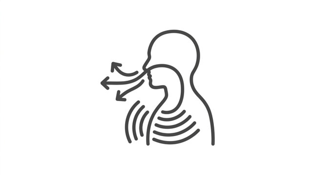 Human Respiration Icon: Breathing Out Air From Lungs And Throat