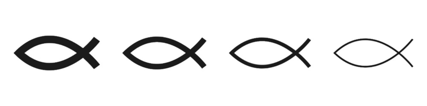 Christian Fish Symbols with Varying Stroke Weights