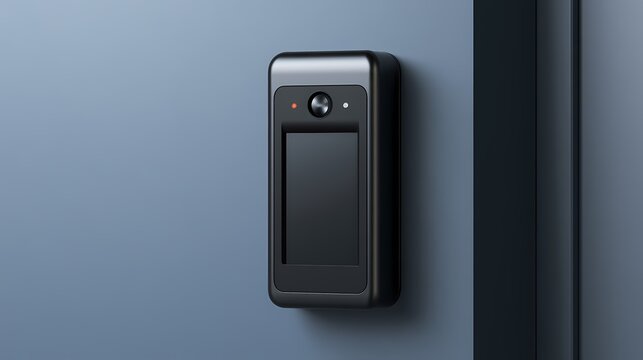 Black biometric scanner device with camera access control security identification technology concept