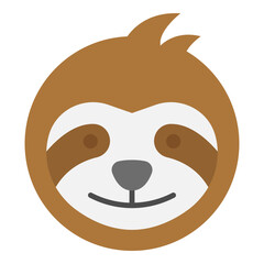 Obraz premium Cute Cartoon Sloth Face Icon Isolated on White