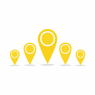 Yellow Map Pointers in a Row