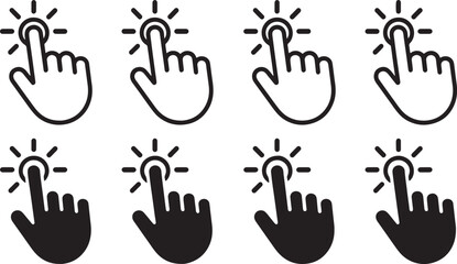 Fototapeta premium Hand pointing to five different directions with finger gestures isolated on transparent background