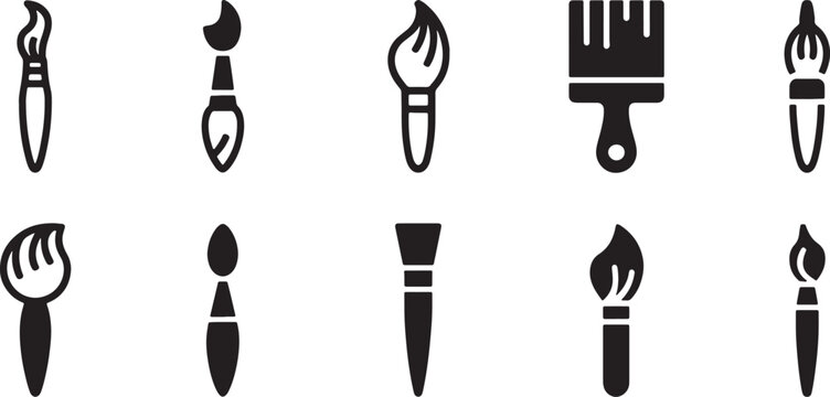 Set of ten different candle flame and wick icons isolated on transparent background