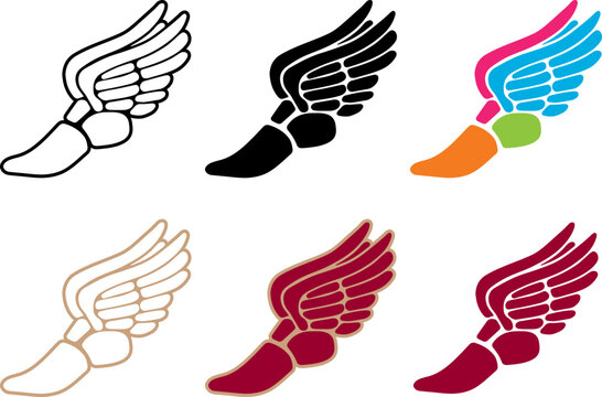 Winged Running Shoe Sport Logo Design