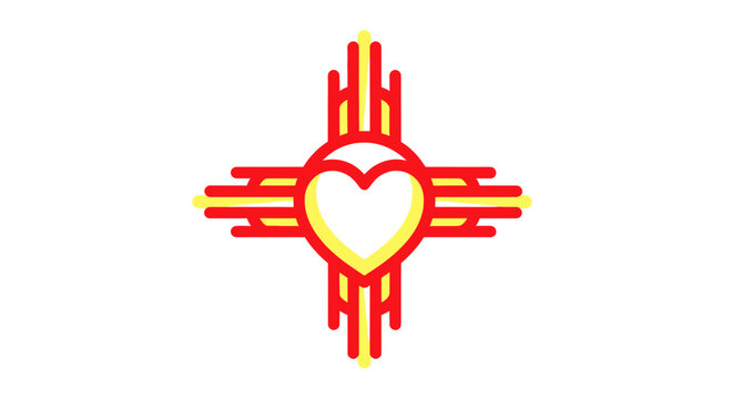 New Mexico Zia Sun Symbol with Heart in Center