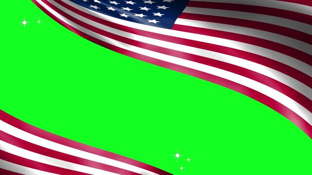 United States of America waving flag animation form a frame with green screen backdrop motion background, 4k resolution suitable for holiday celebration, fourth of July, Labor Day, Memorial Day, etc.