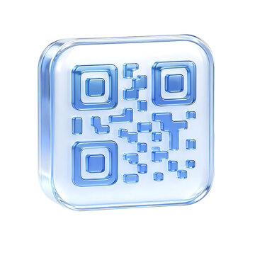 Modern Liquid Glass QR Payment Icon for Mobile Banking Cashless Transaction App Interface