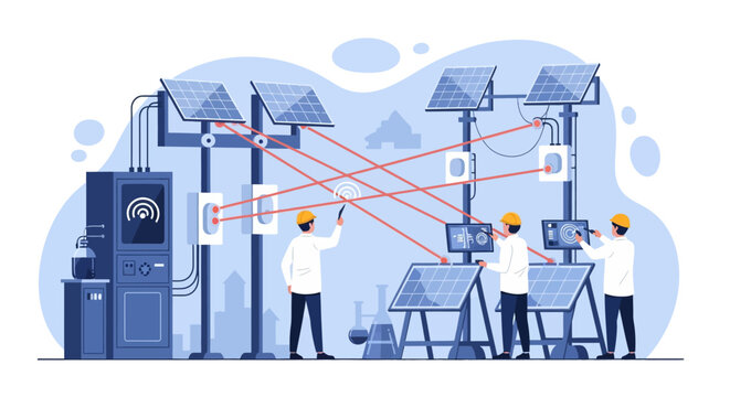 Engineers meticulously testing advanced wireless power transmission technology for efficient energy solutions