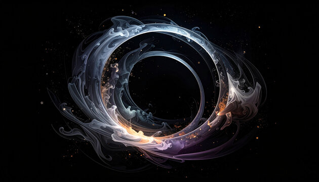 Swirling vortex of colorful smoke and light abstract design